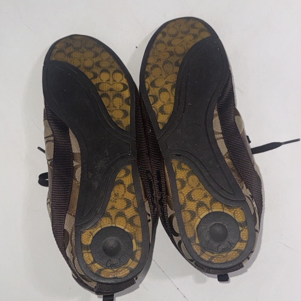 Coach Signature C Logo Canvas Brown Classic Patent Leather Sneakers Women's 9.5 - Picture 8 of 13